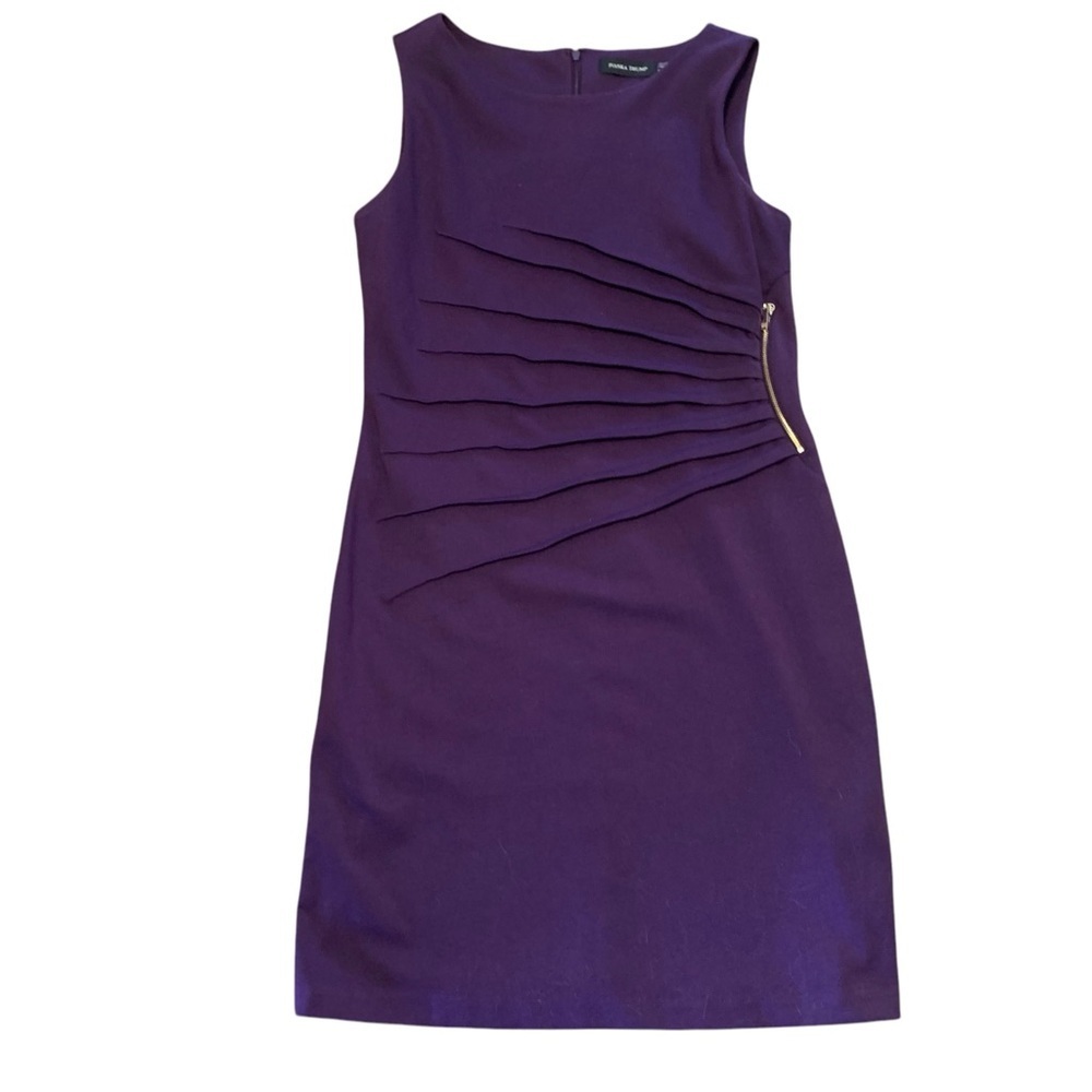 IVANKA TRUMP Purple Asymmetrical Ruched‎ Mini Dress - Size 14